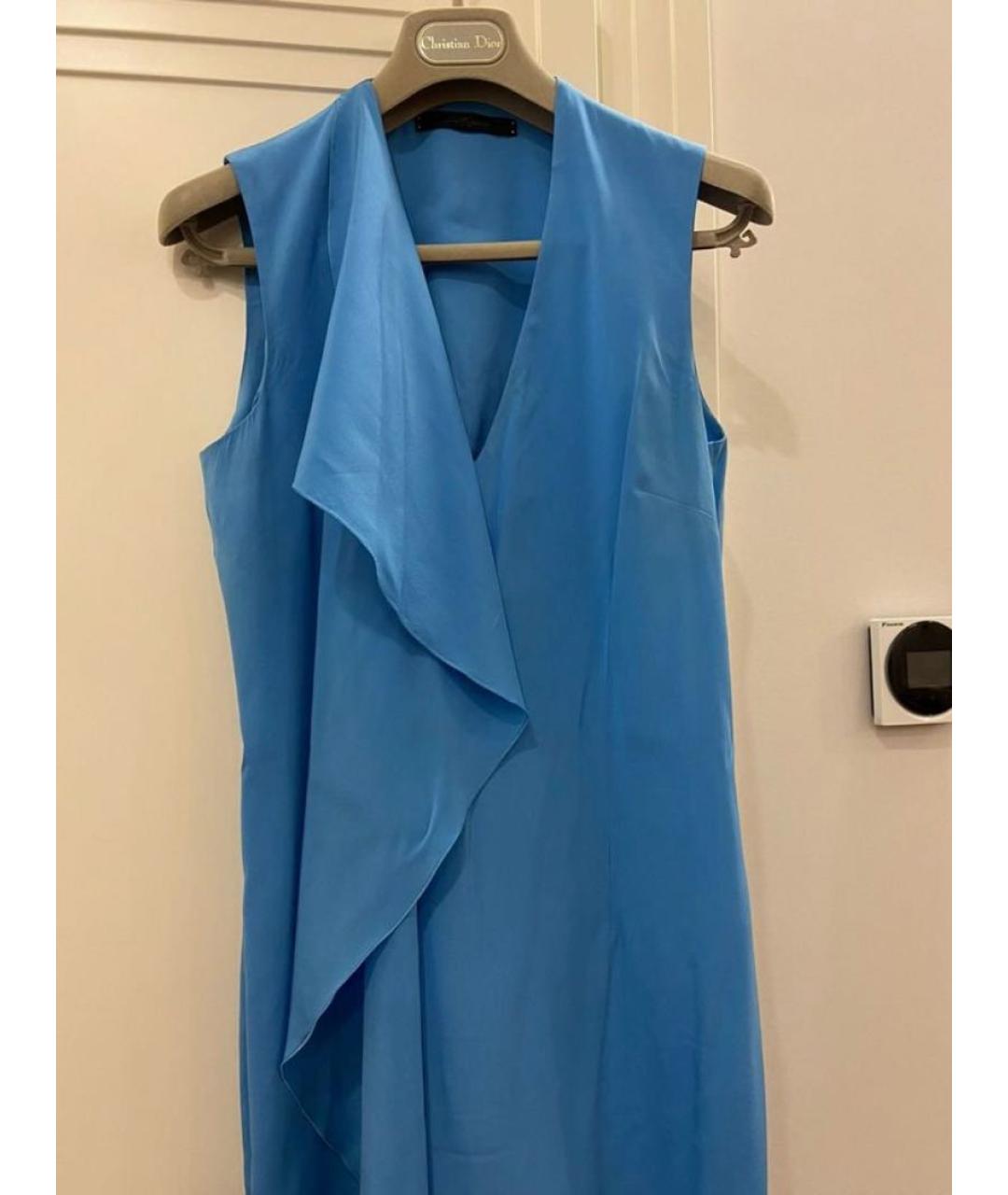 LES COPAINS Бирюзовое шелковое коктейльное платье, фото 6