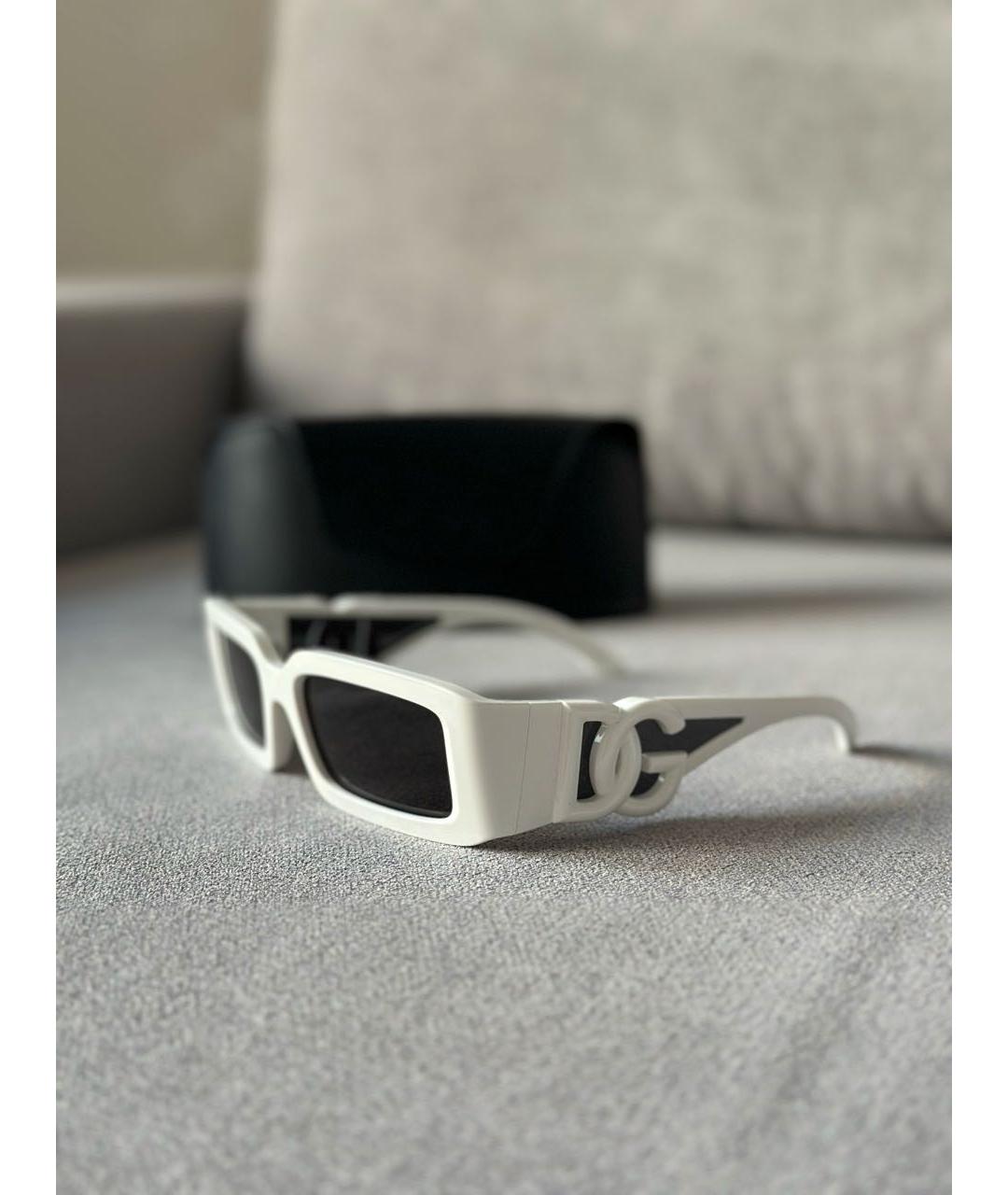 DOLCE&GABBANA Белые пластиковые солнцезащитные очки, фото 4