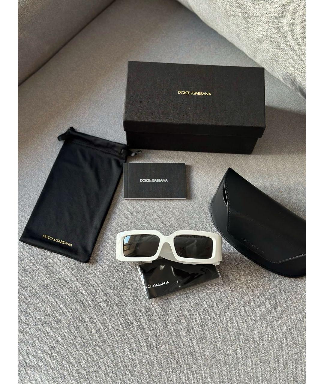 DOLCE&GABBANA Белые пластиковые солнцезащитные очки, фото 2