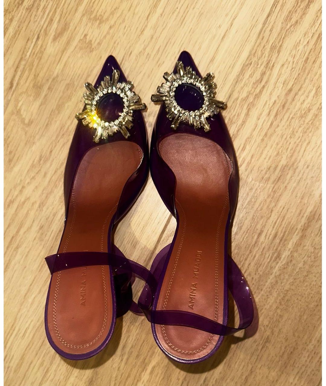 Amina Muaddi Фиолетовые туфли, фото 3
