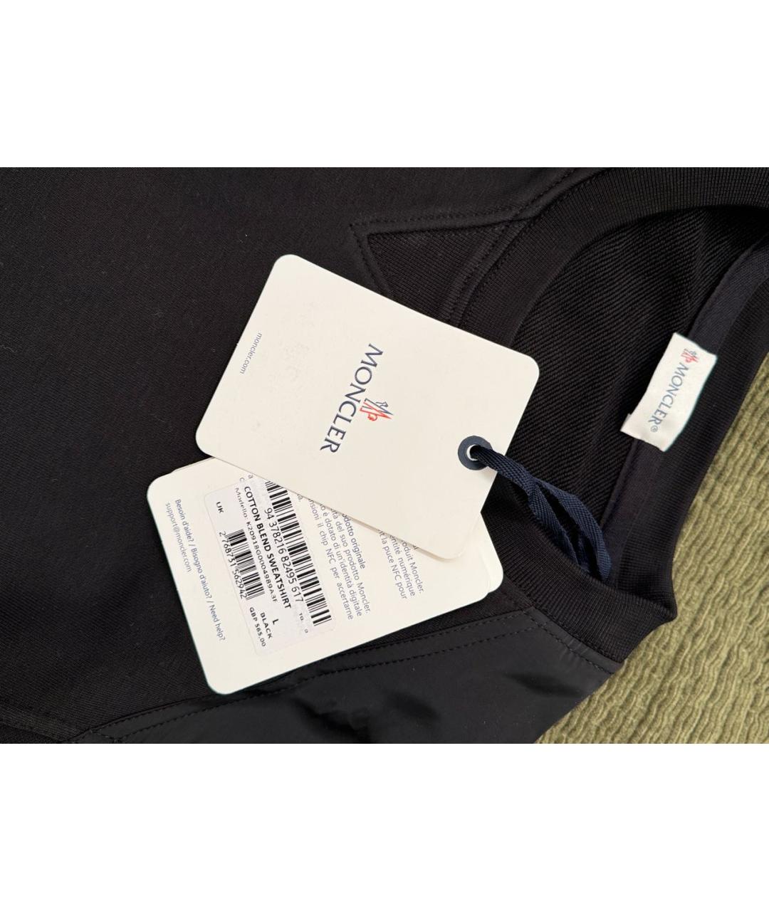 MONCLER Черный хлопковый джемпер / свитер, фото 7