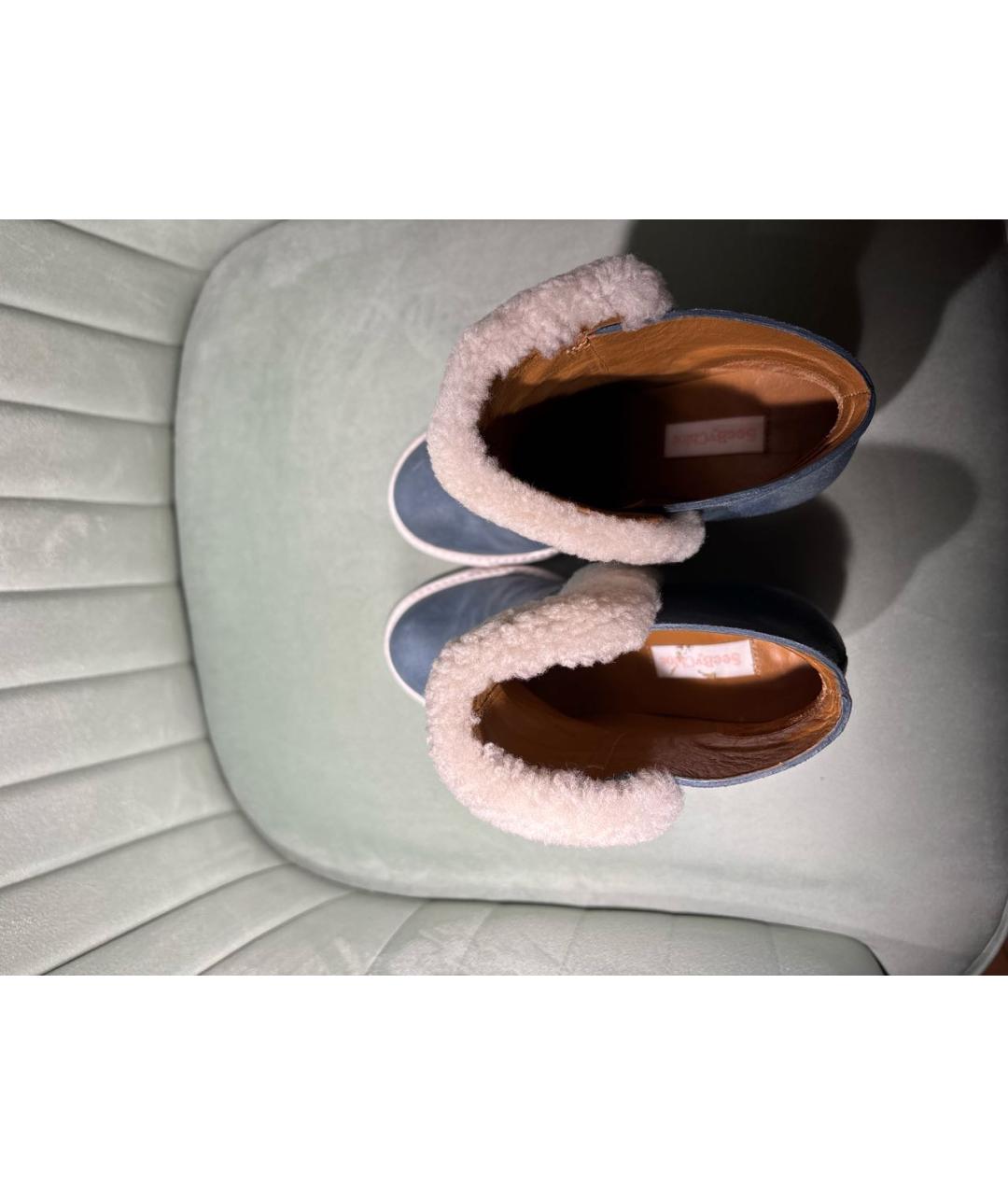 SEE BY CHLOE Серые кожаные ботильоны, фото 3