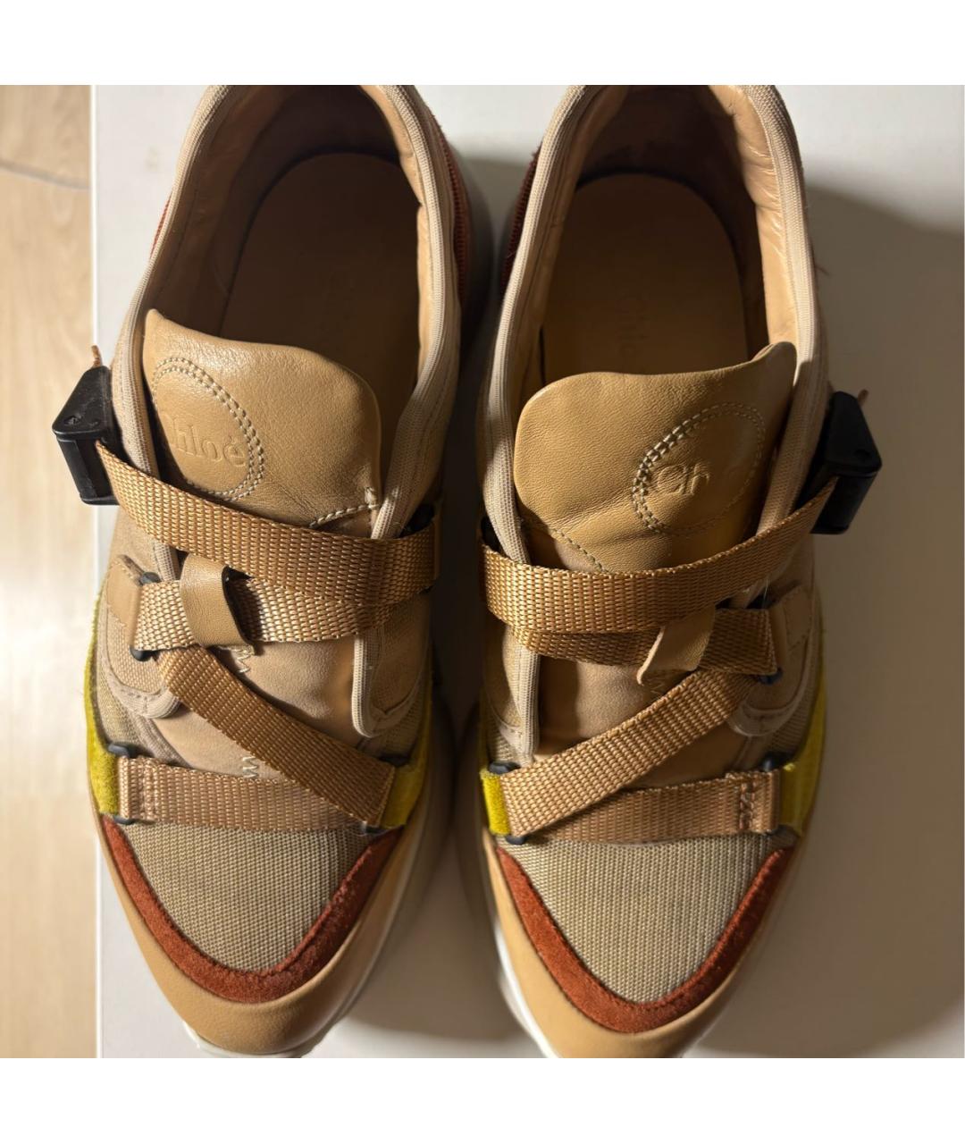 CHLOE Горчичные кожаные кроссовки, фото 4