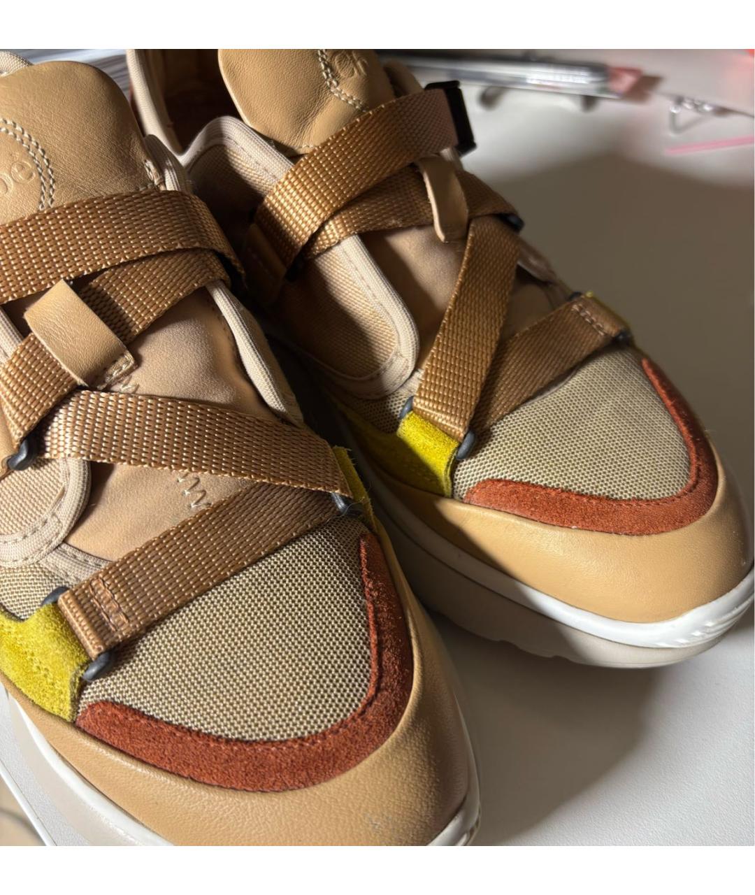 CHLOE Горчичные кожаные кроссовки, фото 2