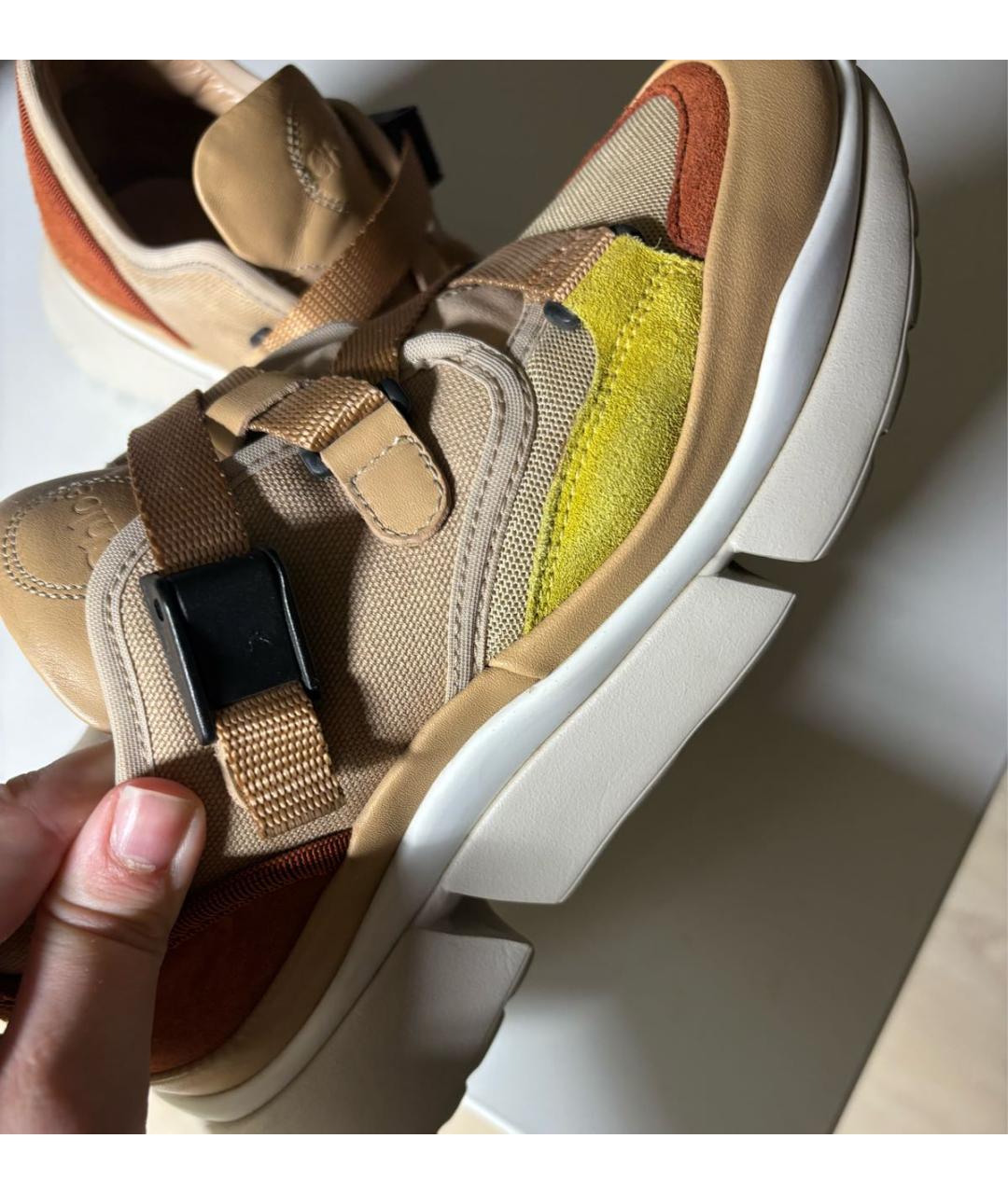 CHLOE Горчичные кожаные кроссовки, фото 3