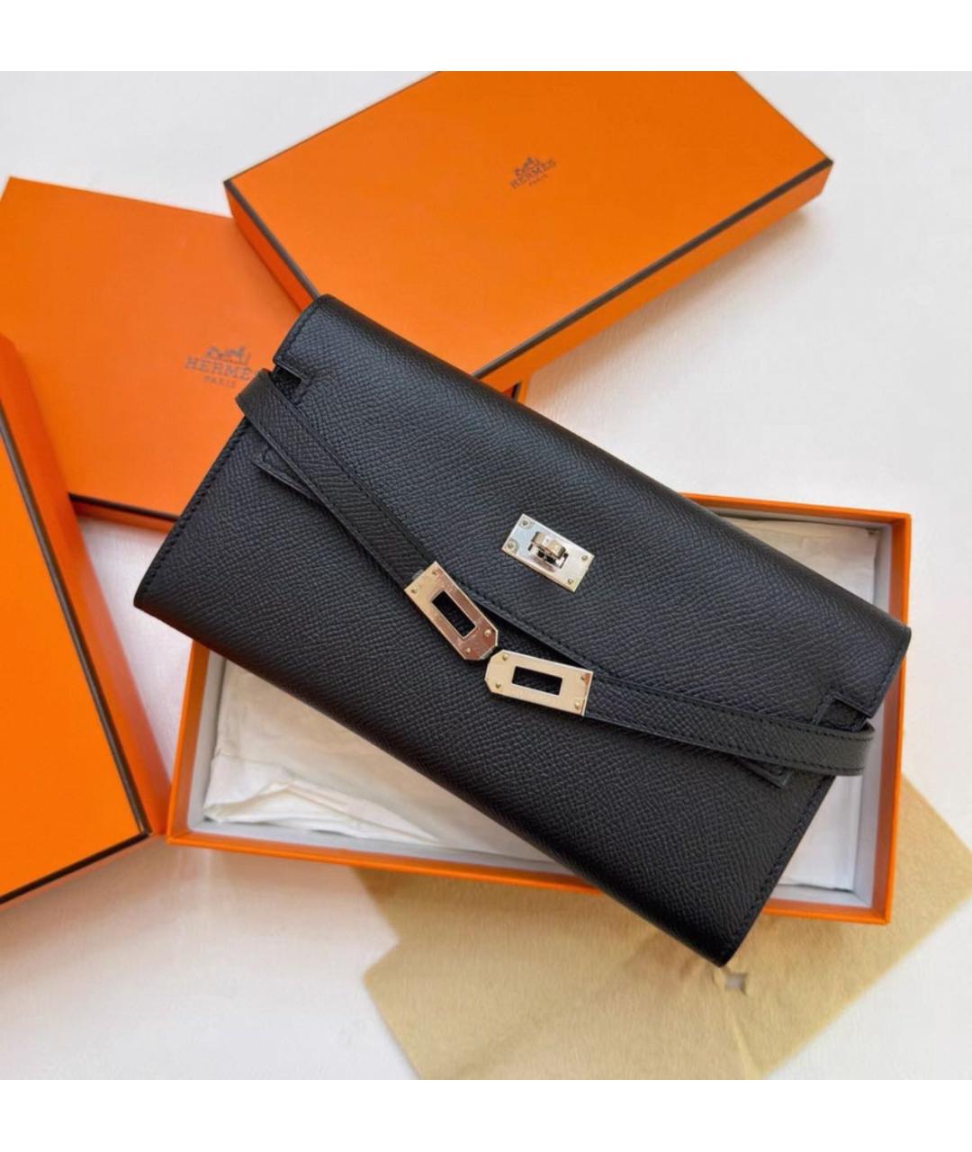HERMES Черная кожаная сумка через плечо, фото 4