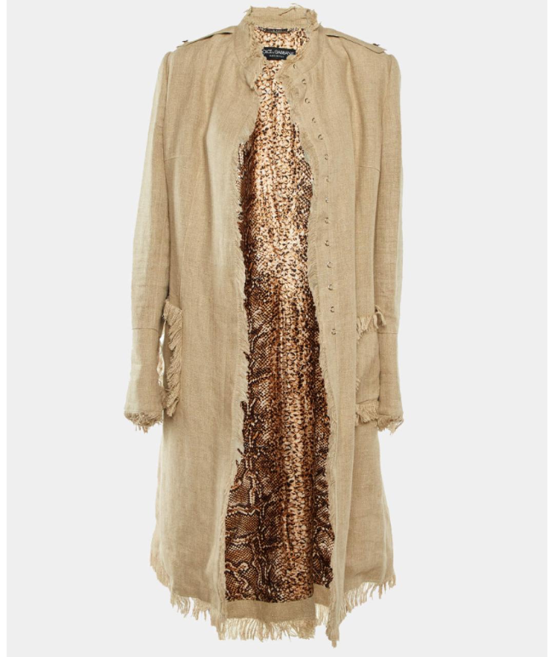 DOLCE&GABBANA Бежевый льняной тренч/плащ, фото 10
