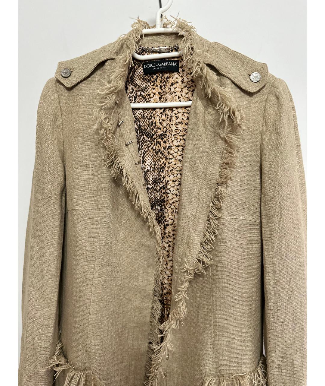 DOLCE&GABBANA Бежевый льняной тренч/плащ, фото 4