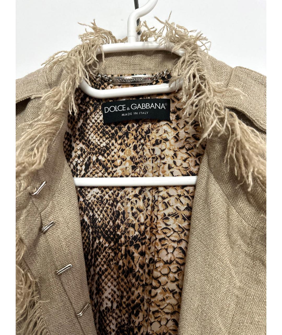 DOLCE&GABBANA Бежевый льняной тренч/плащ, фото 5