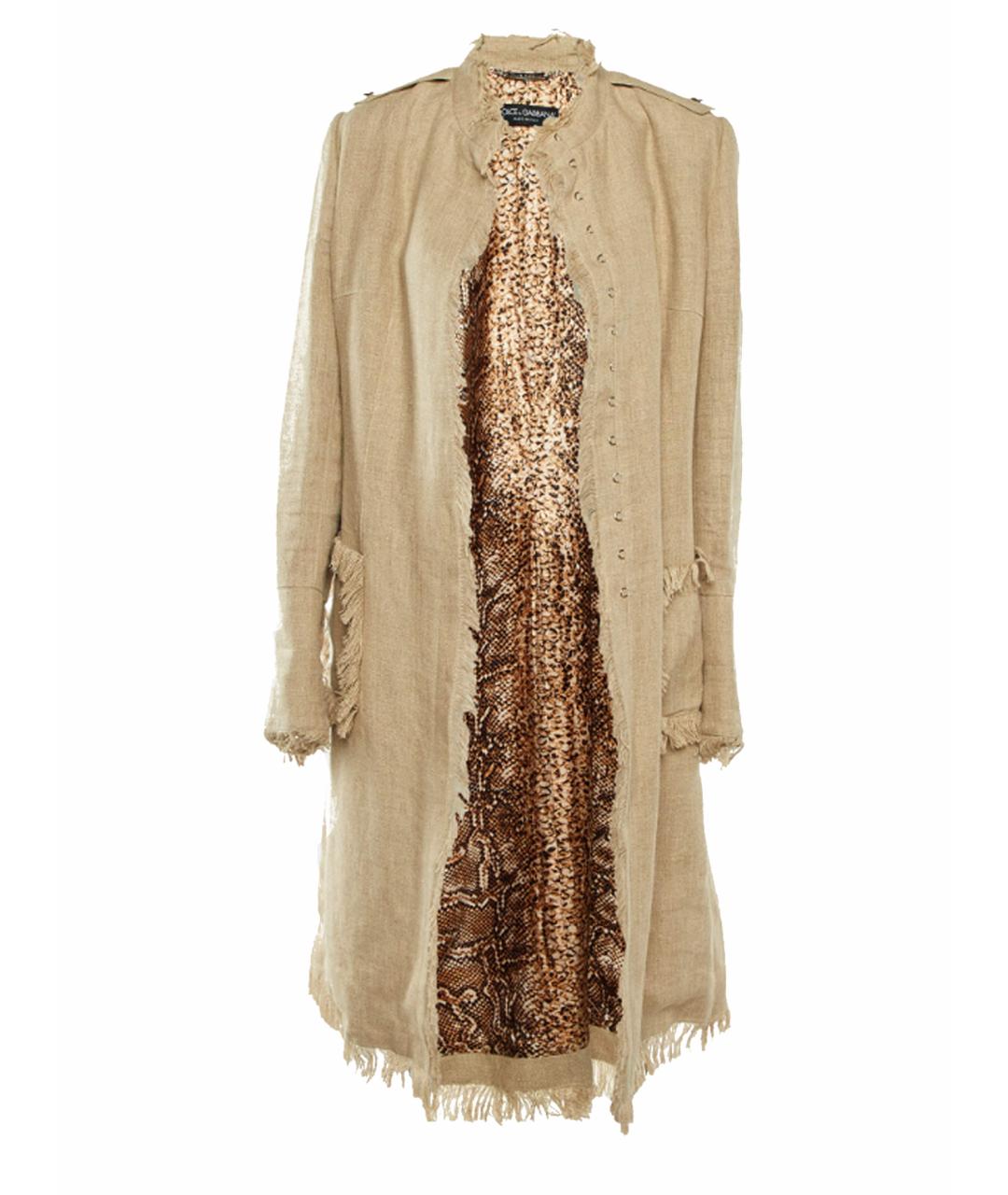 DOLCE&GABBANA Бежевый льняной тренч/плащ, фото 1