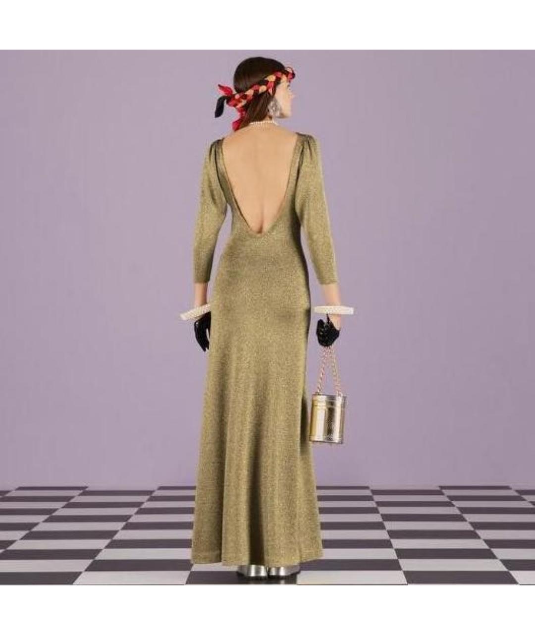 GUCCI Золотое вискозное вечернее платье, фото 2