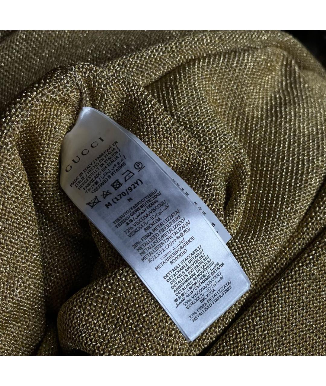 GUCCI Золотое вискозное вечернее платье, фото 4