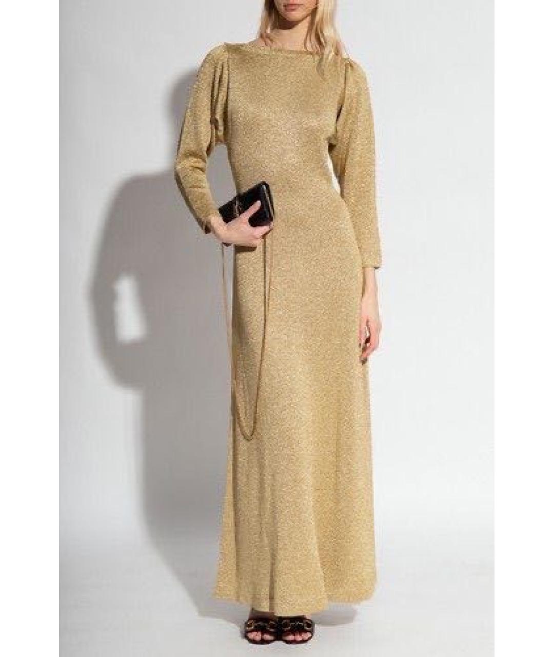 GUCCI Золотое вискозное вечернее платье, фото 8