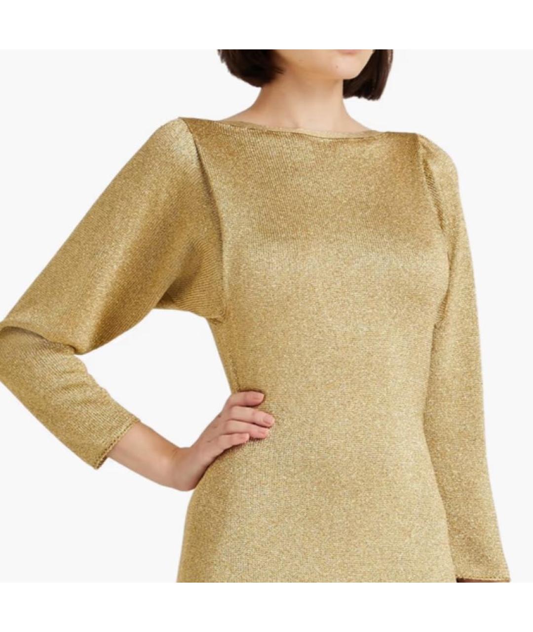 GUCCI Золотое вискозное вечернее платье, фото 3