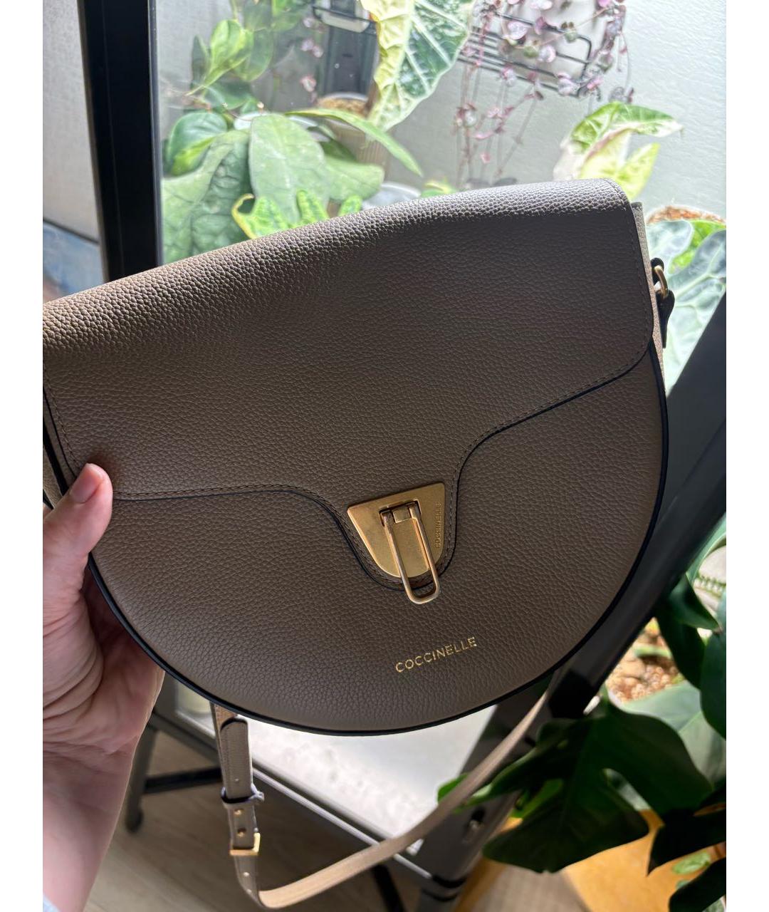 COCCINELLE Бежевая кожаная сумка через плечо, фото 3