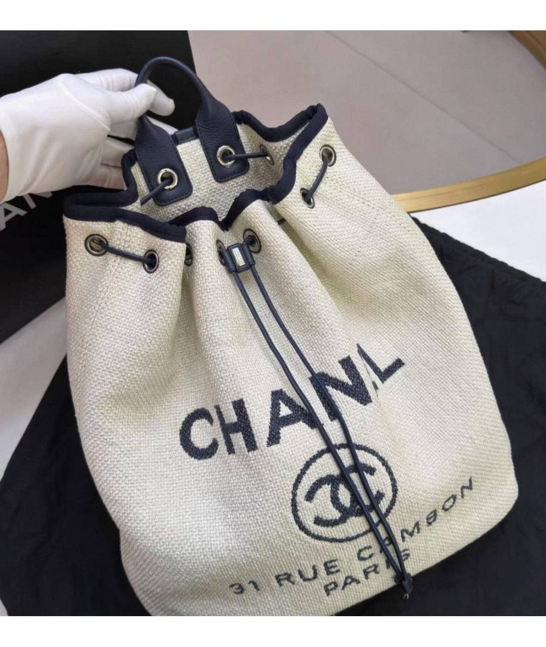 CHANEL Бежевый тканевый рюкзак, фото 2