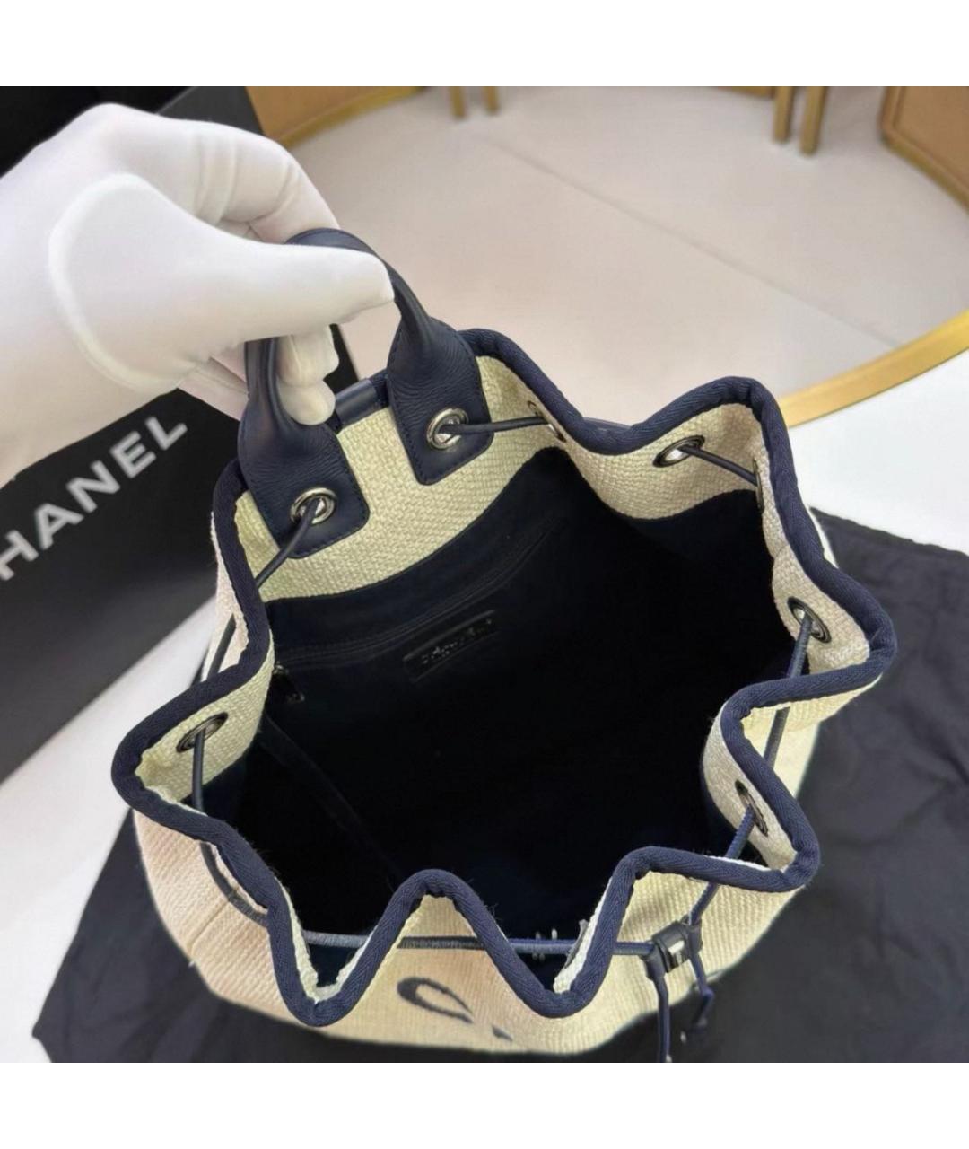 CHANEL Бежевый тканевый рюкзак, фото 5