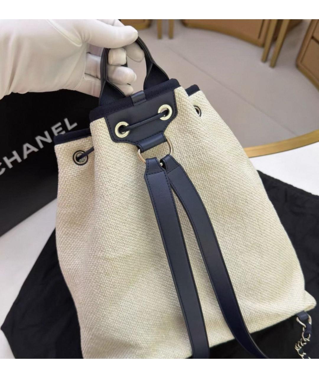 CHANEL Бежевый тканевый рюкзак, фото 3