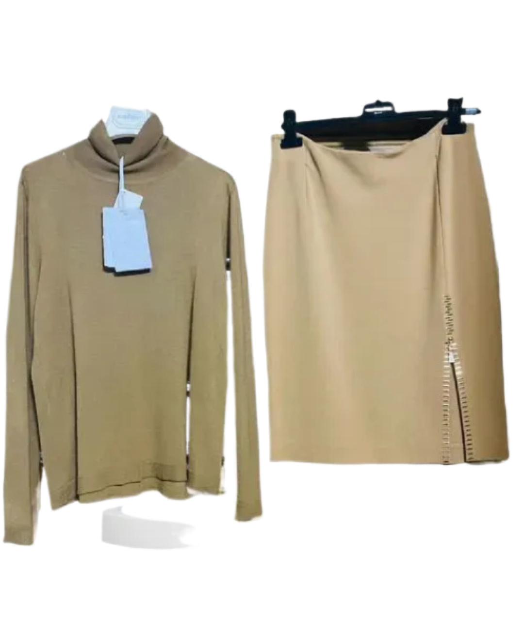 MAX MARA Бежевый шерстяной костюм с юбками, фото 8