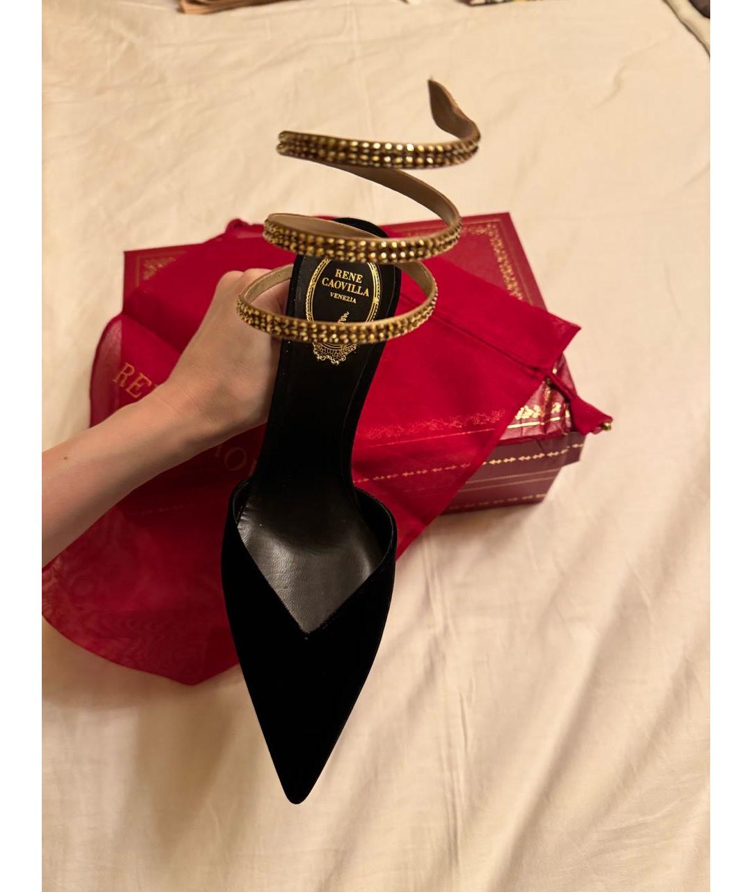RENE CAOVILLA Черные бархатные туфли, фото 3