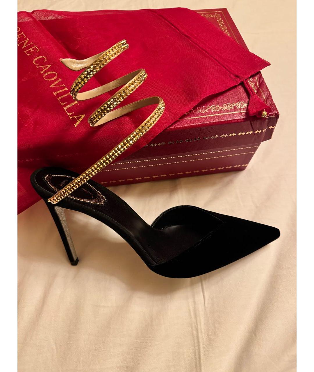 RENE CAOVILLA Черные бархатные туфли, фото 5