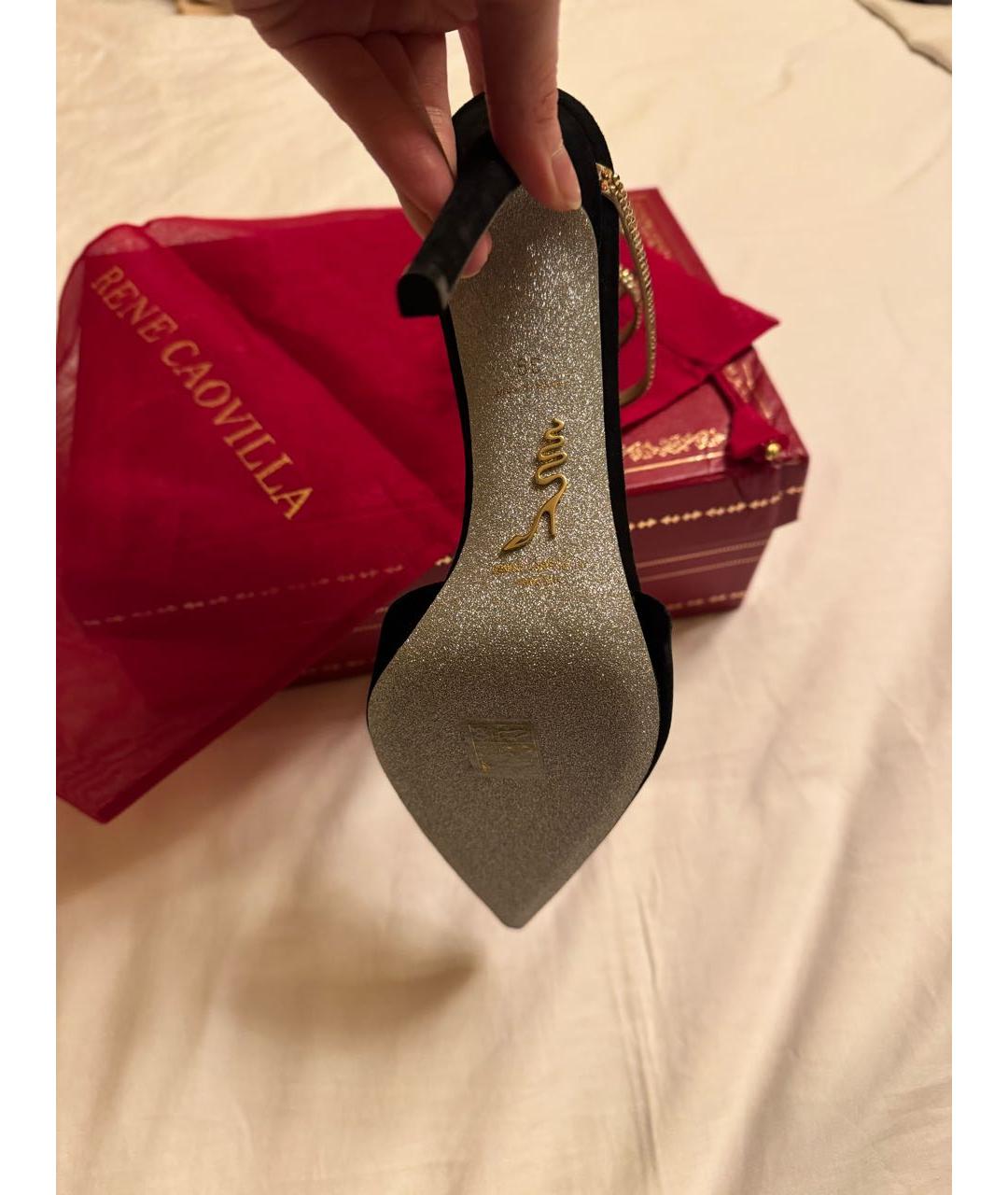 RENE CAOVILLA Черные бархатные туфли, фото 2