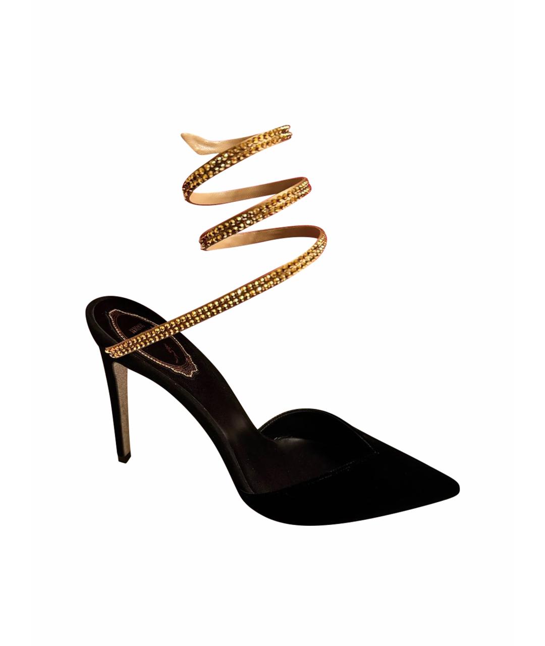 RENE CAOVILLA Черные бархатные туфли, фото 1