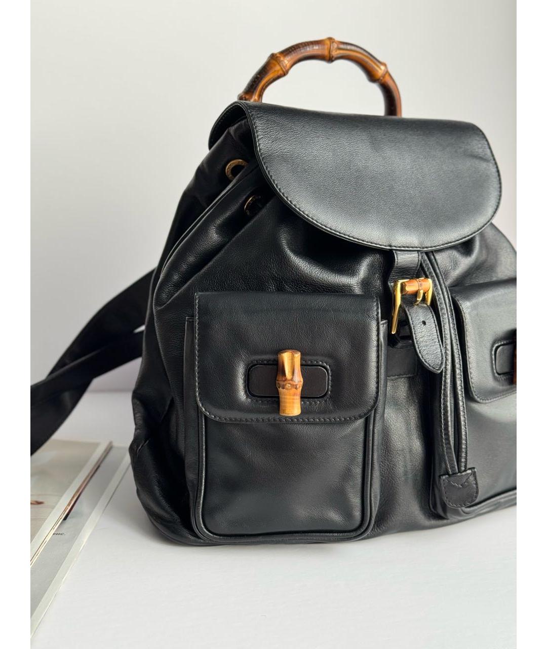 GUCCI Черный кожаный рюкзак, фото 2