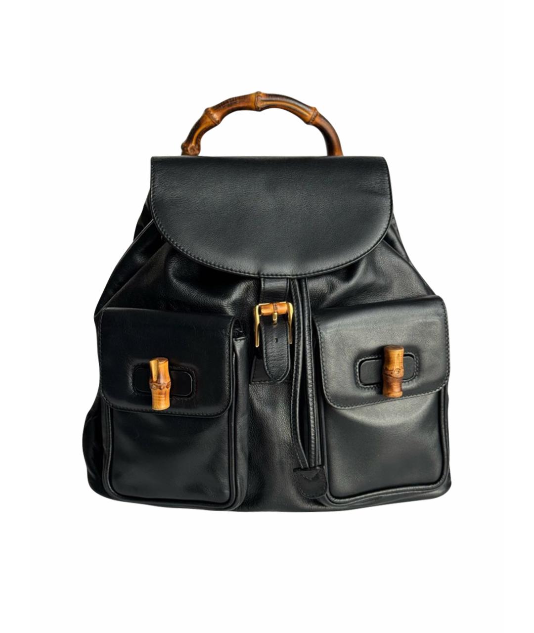 GUCCI Черный кожаный рюкзак, фото 1