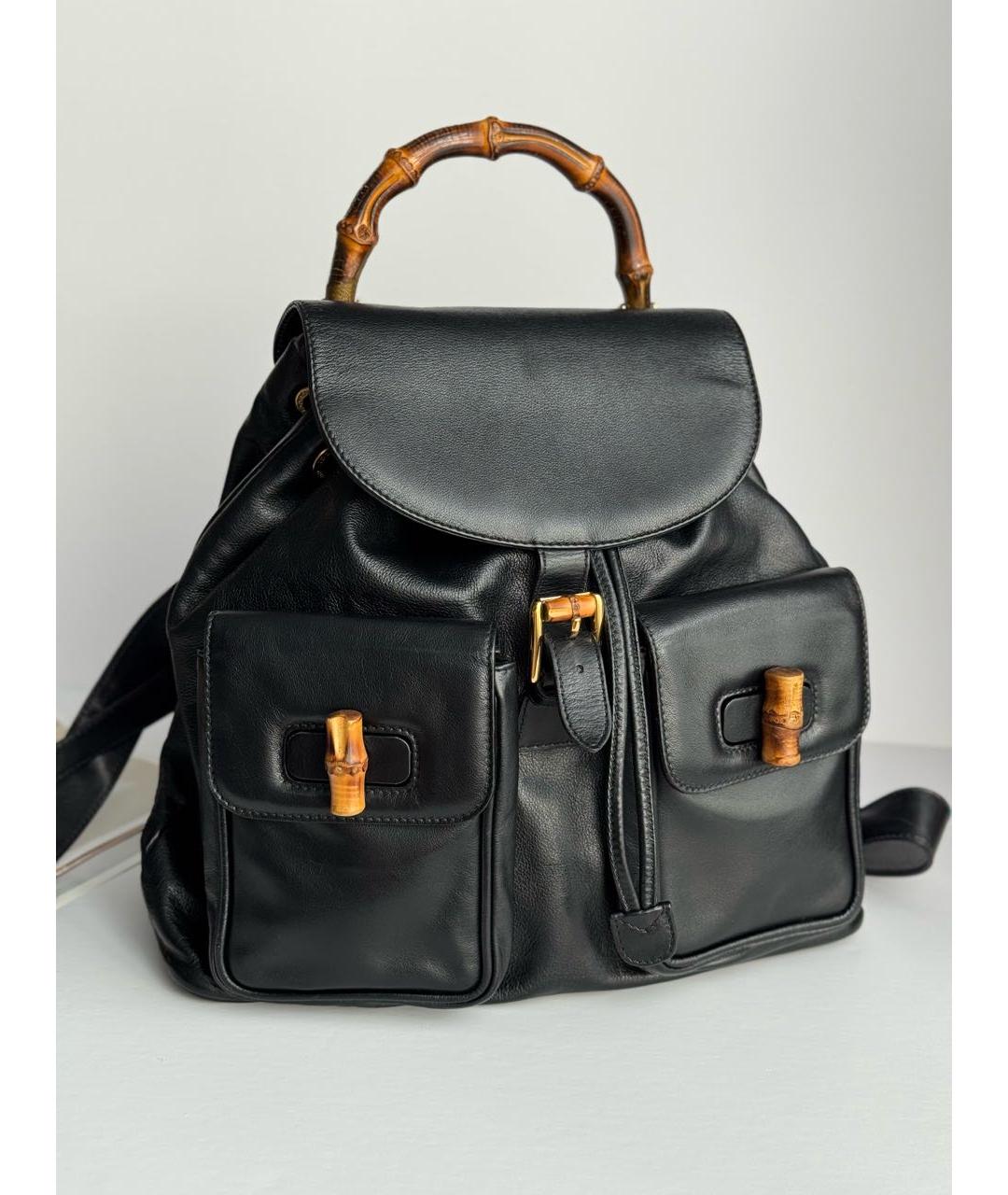 GUCCI Черный кожаный рюкзак, фото 3