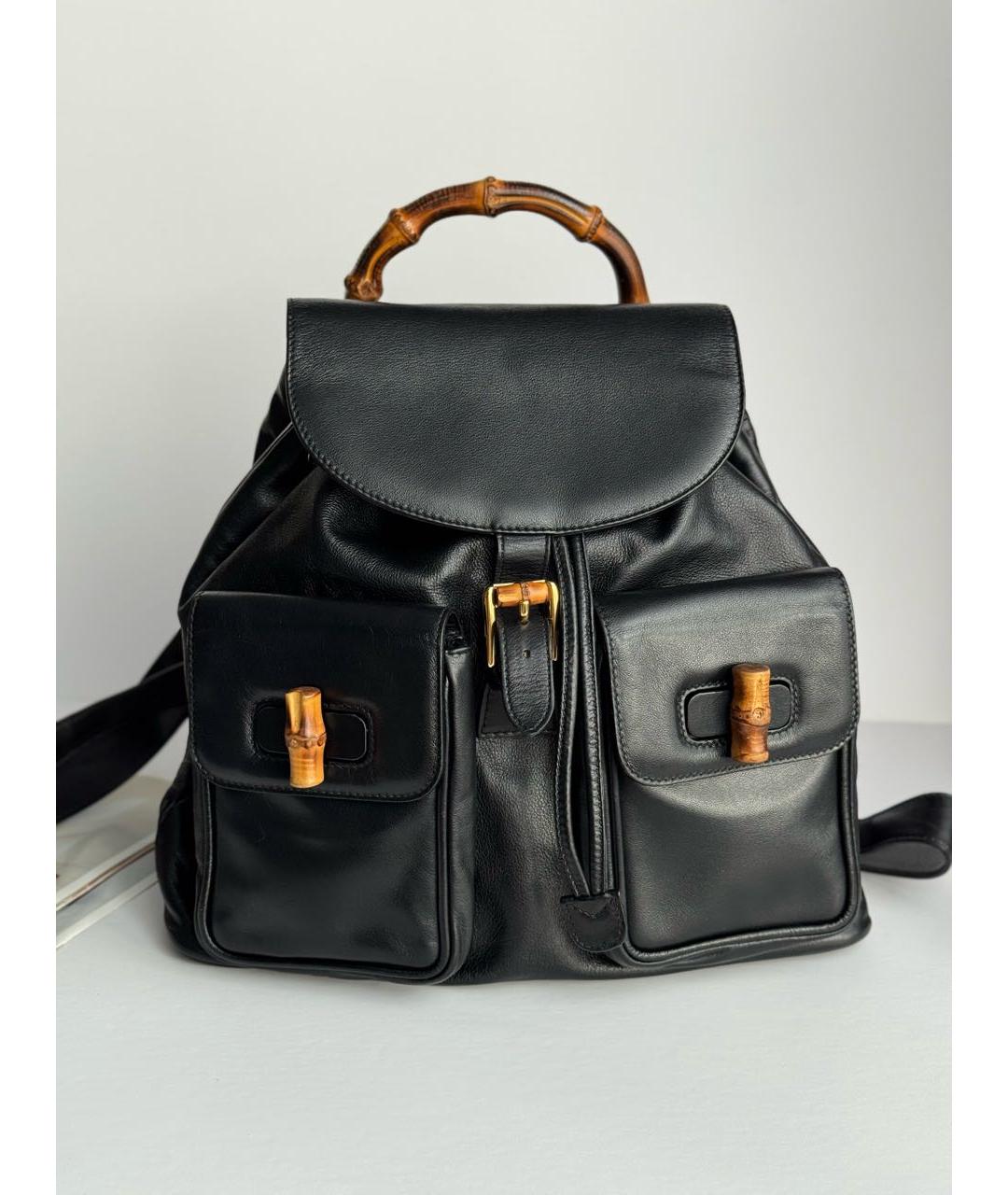 GUCCI Черный кожаный рюкзак, фото 7