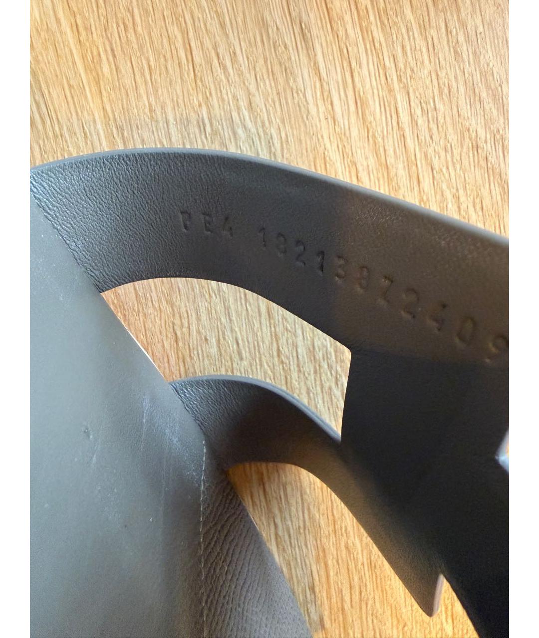 HERMES Антрацитовые кожаные босоножки, фото 4