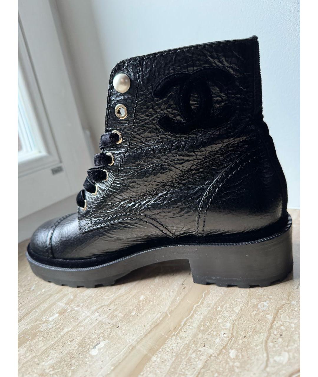 CHANEL Черные кожаные ботинки, фото 2