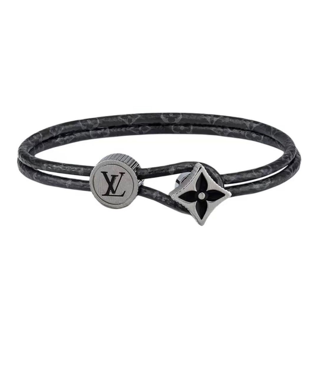 LOUIS VUITTON Черный кожаный браслет, фото 1