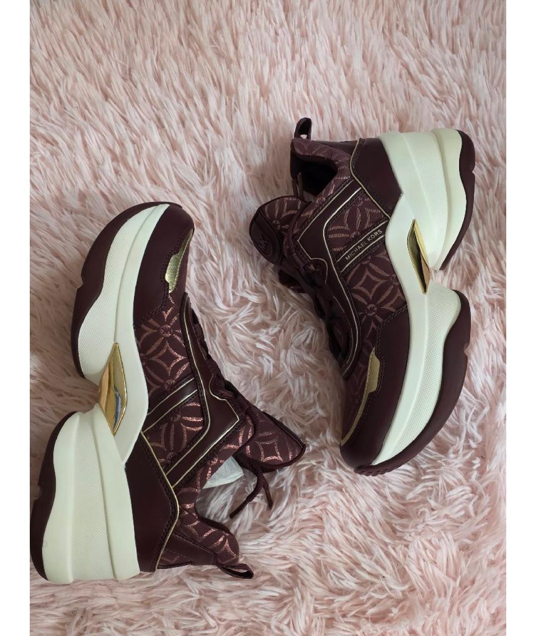 MICHAEL KORS Бордовые текстильные кроссовки, фото 2