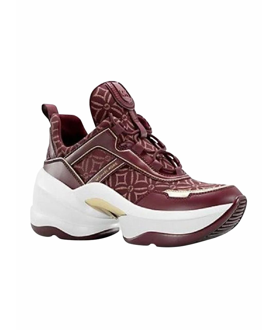 MICHAEL KORS Бордовые текстильные кроссовки, фото 1