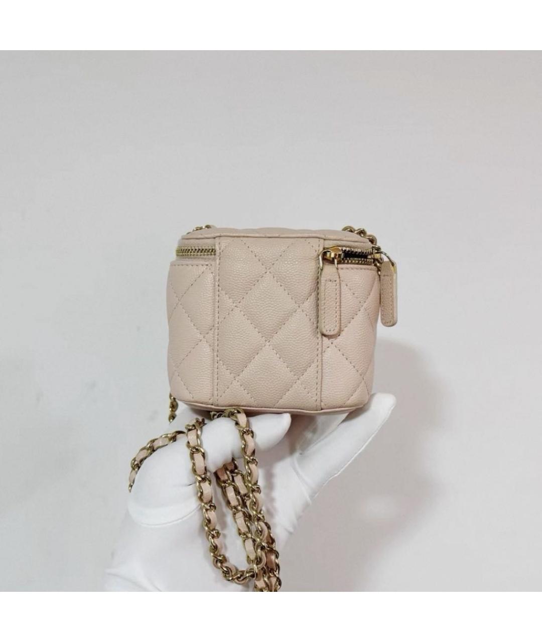 CHANEL Бежевая кожаная сумка через плечо, фото 5