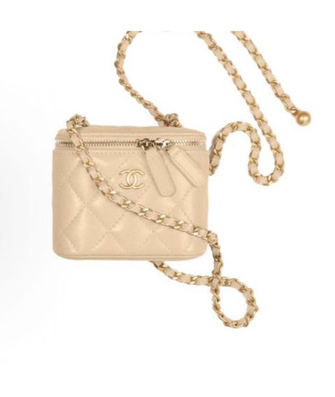 CHANEL Бежевая кожаная сумка через плечо, фото 6