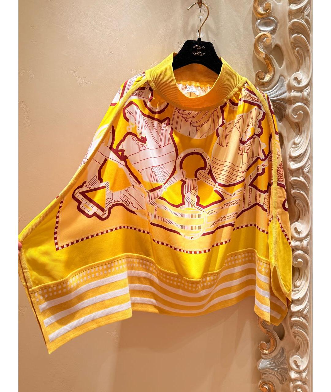 HERMES Желтая шелковая блузы, фото 2