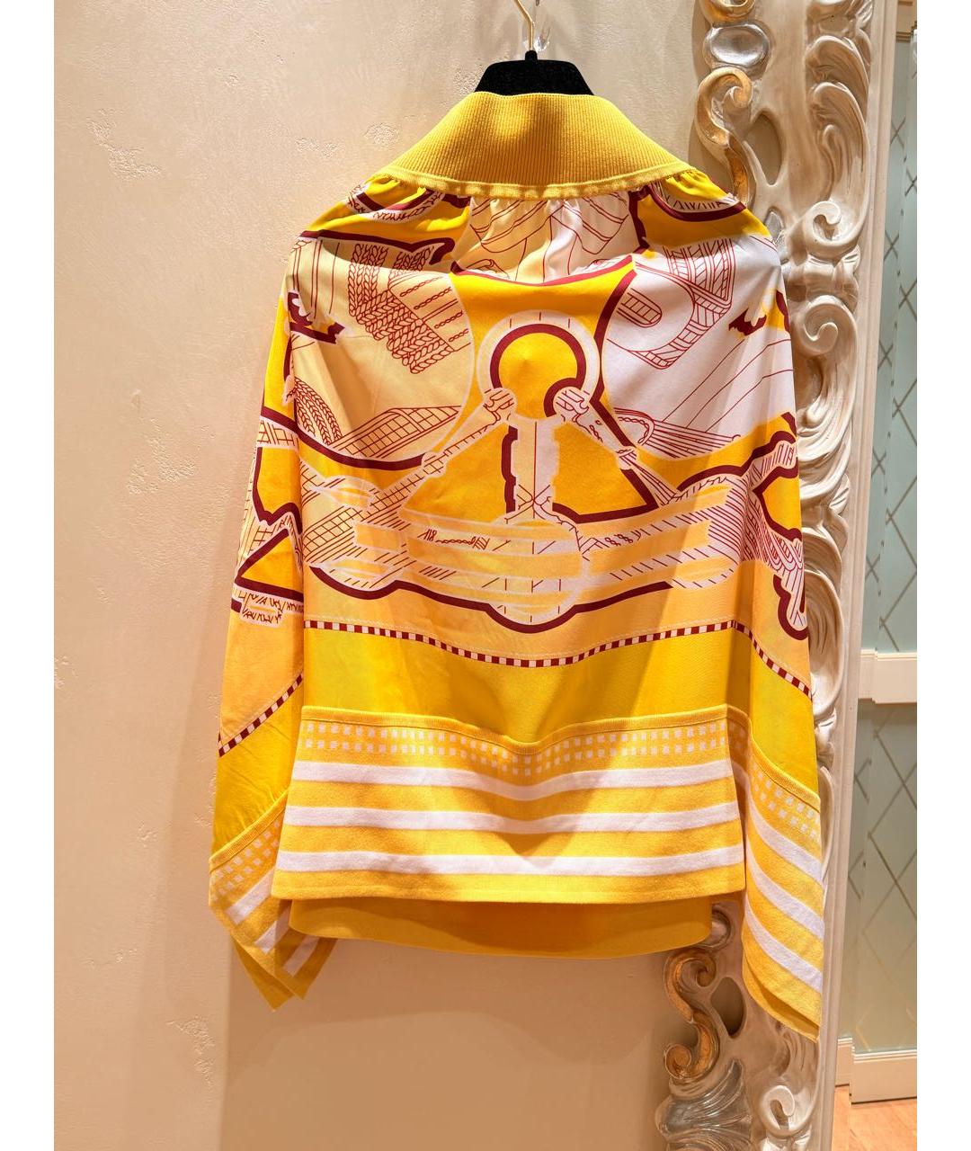 HERMES Желтая шелковая блузы, фото 3