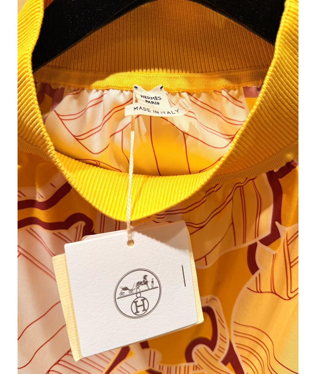 HERMES Желтая шелковая блузы, фото 4