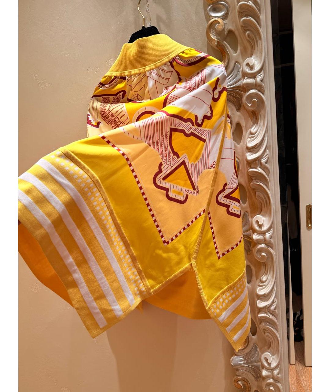 HERMES Желтая шелковая блузы, фото 8