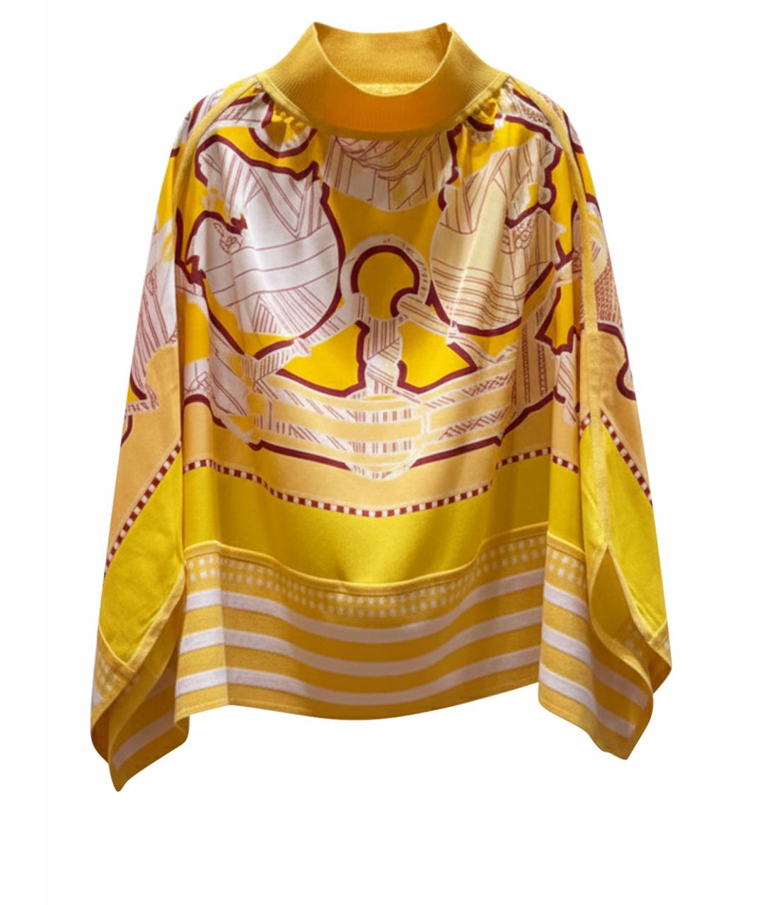 HERMES Желтая шелковая блузы, фото 1