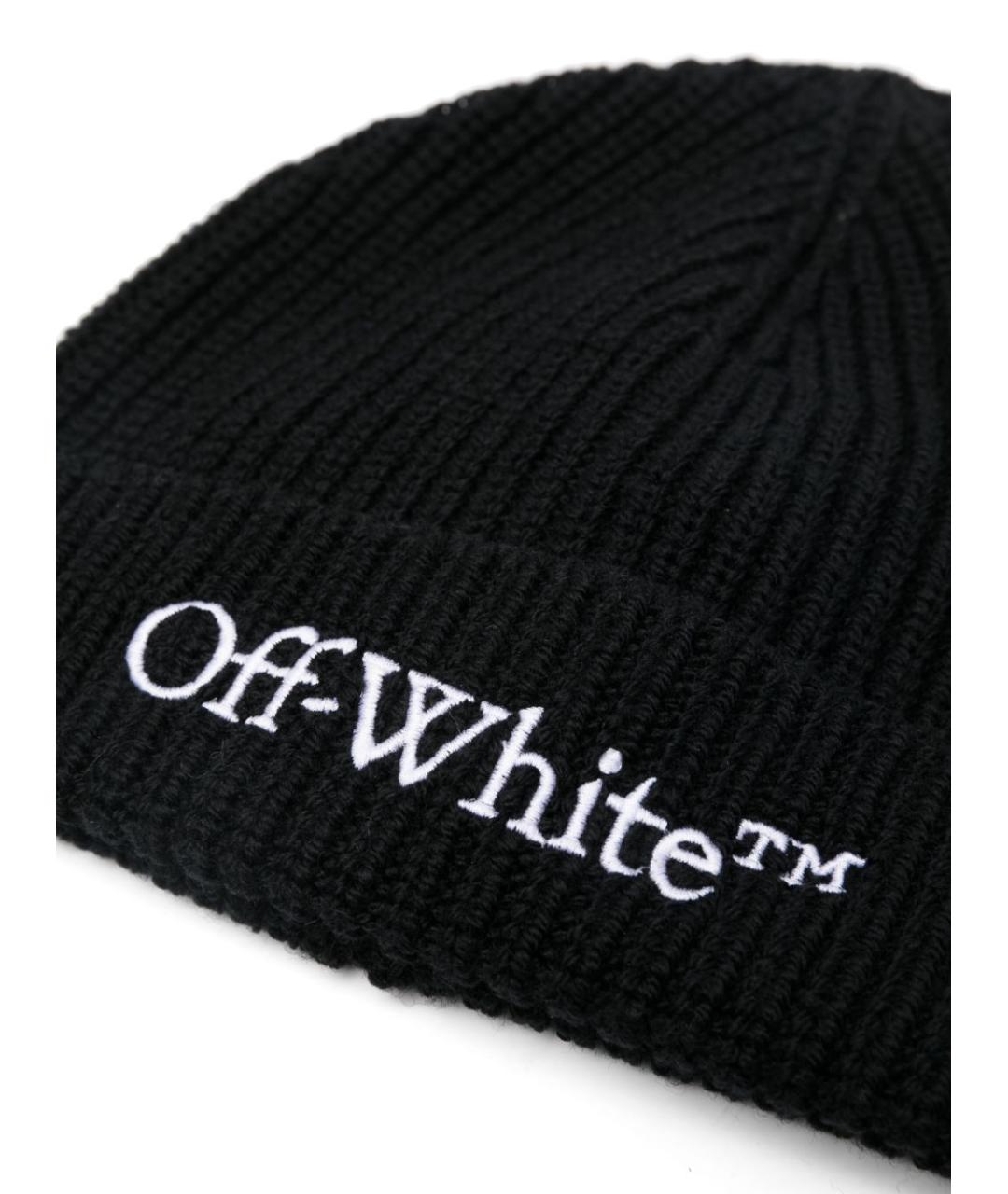 OFF-WHITE Черная шерстяная шапка, фото 2