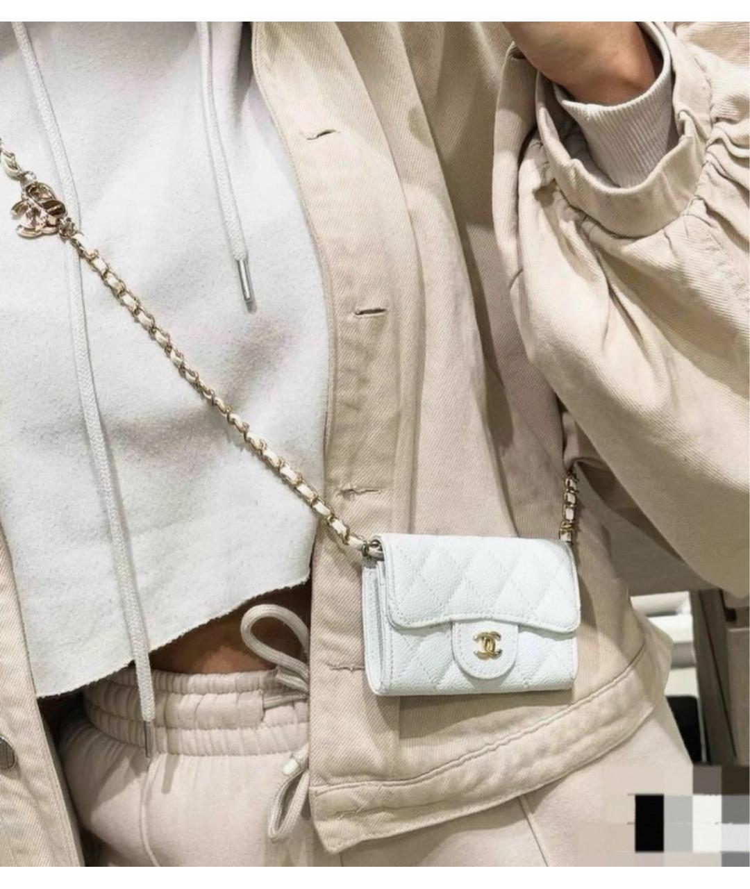 CHANEL Белая кожаная сумка через плечо, фото 2