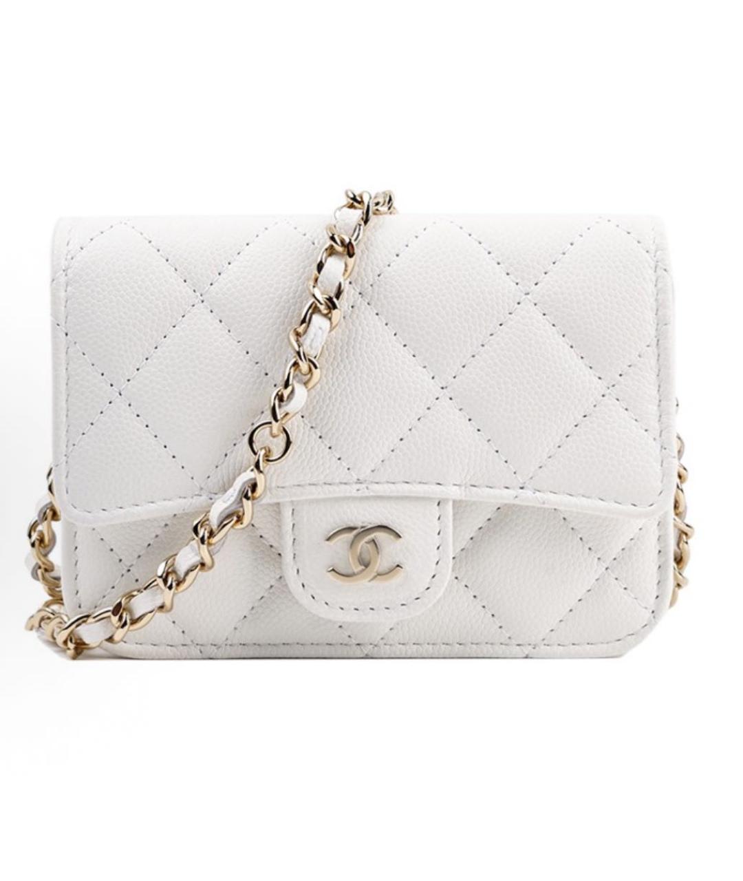 CHANEL Белая кожаная сумка через плечо, фото 5