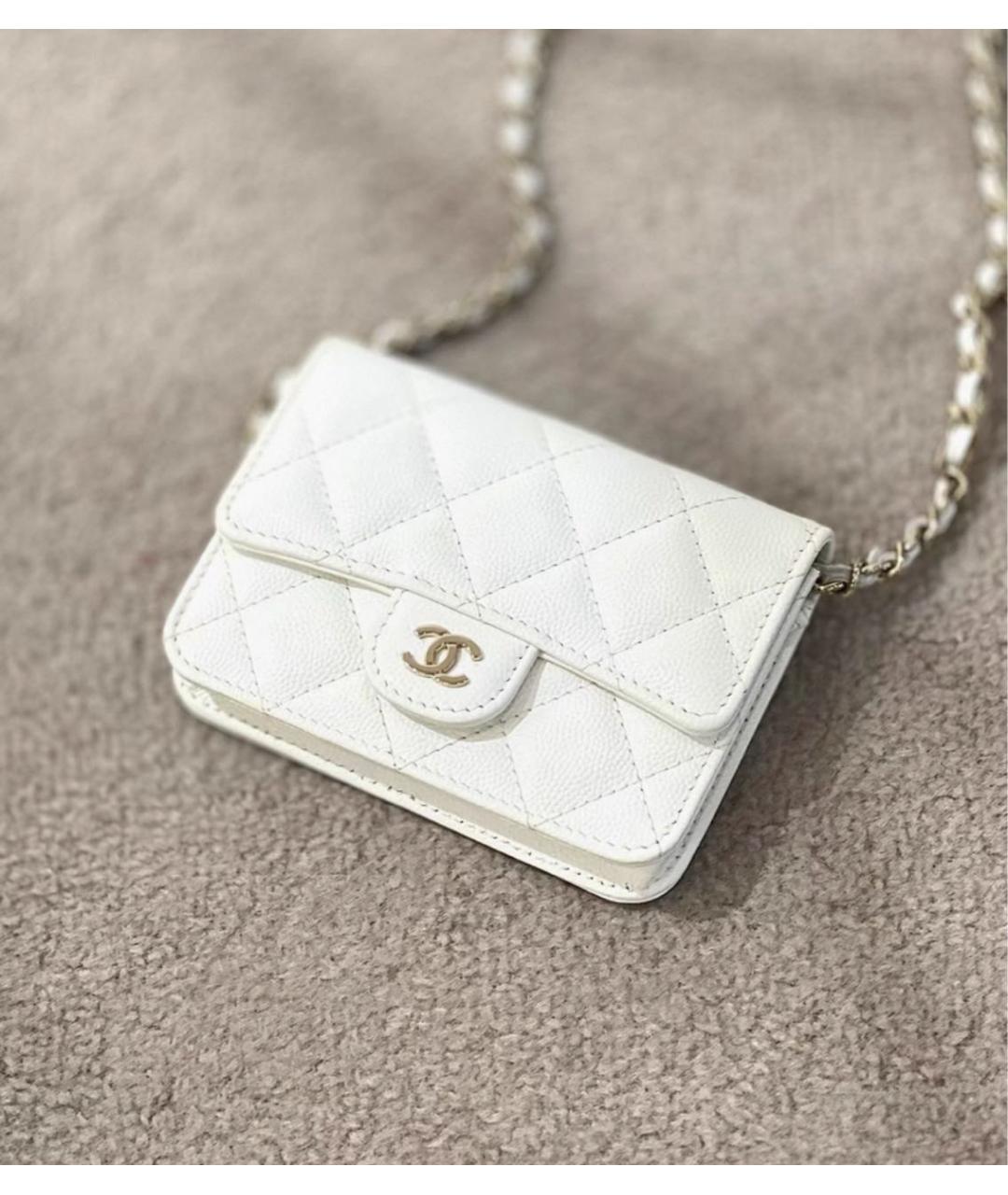 CHANEL Белая кожаная сумка через плечо, фото 3