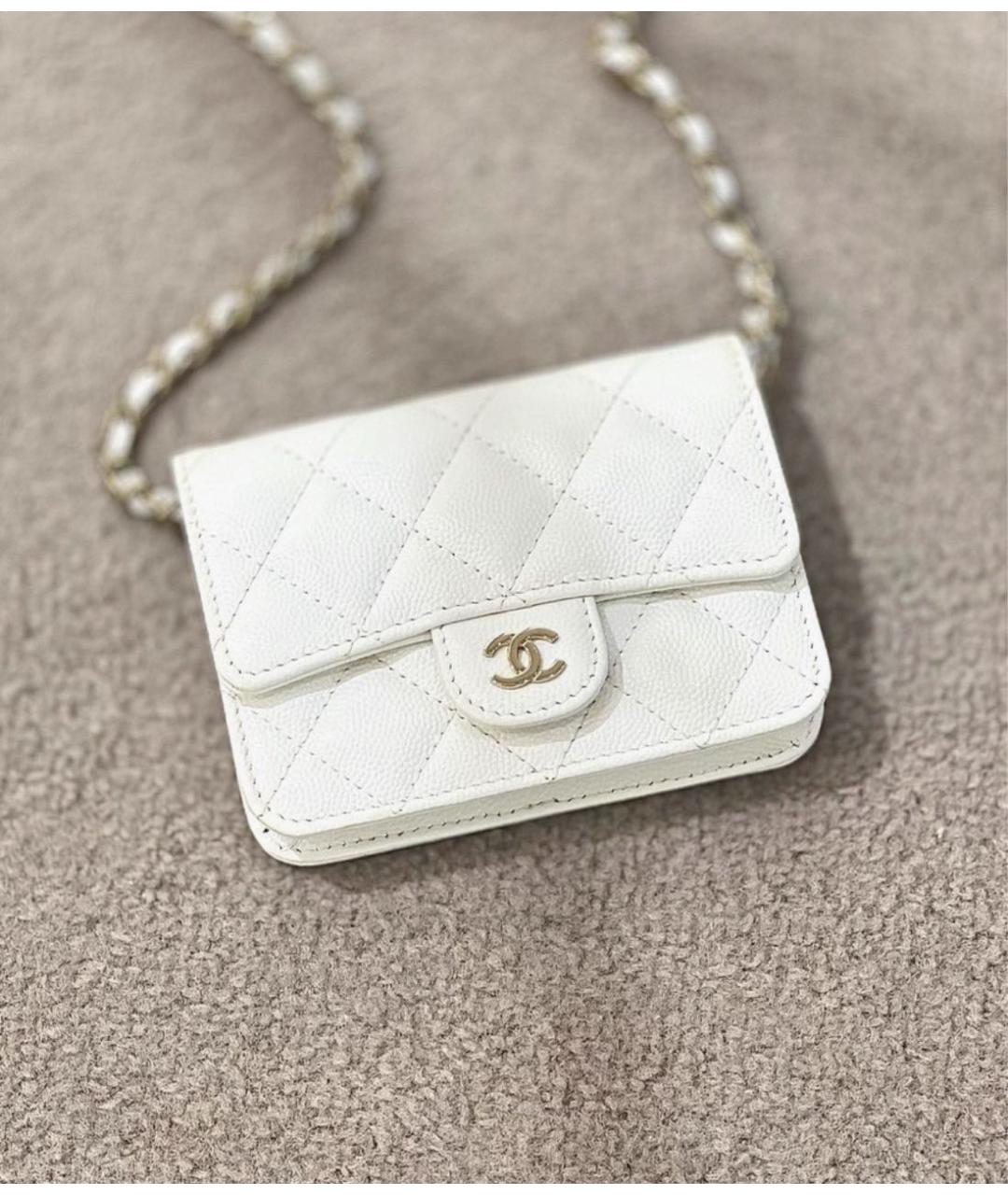 CHANEL Белая кожаная сумка через плечо, фото 4