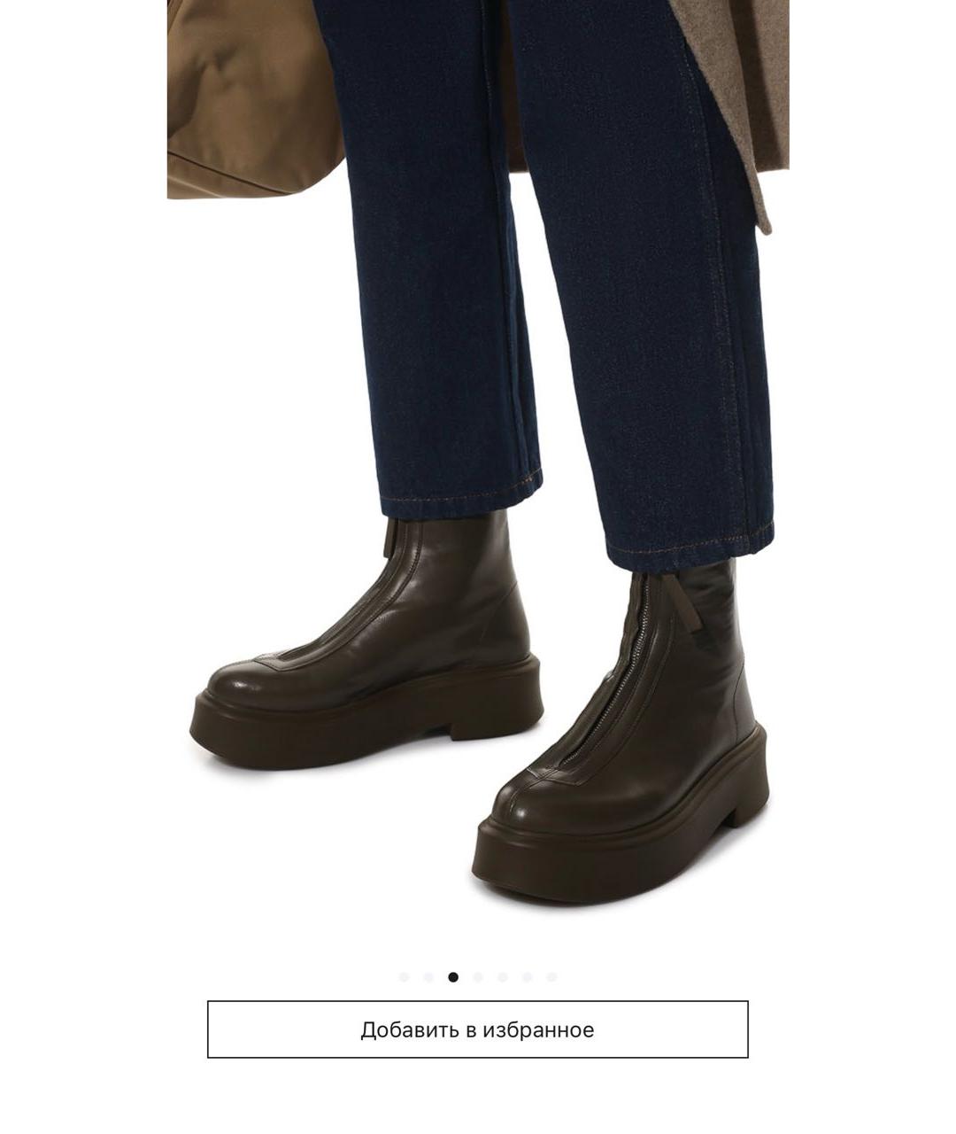 THE ROW Хаки кожаные ботинки, фото 6