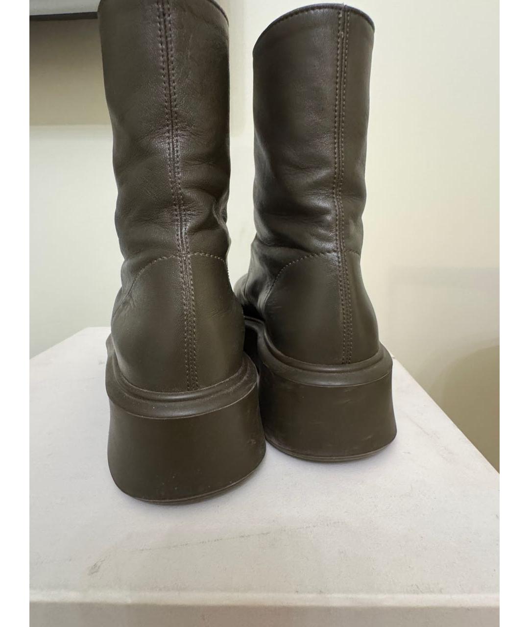 THE ROW Хаки кожаные ботинки, фото 5